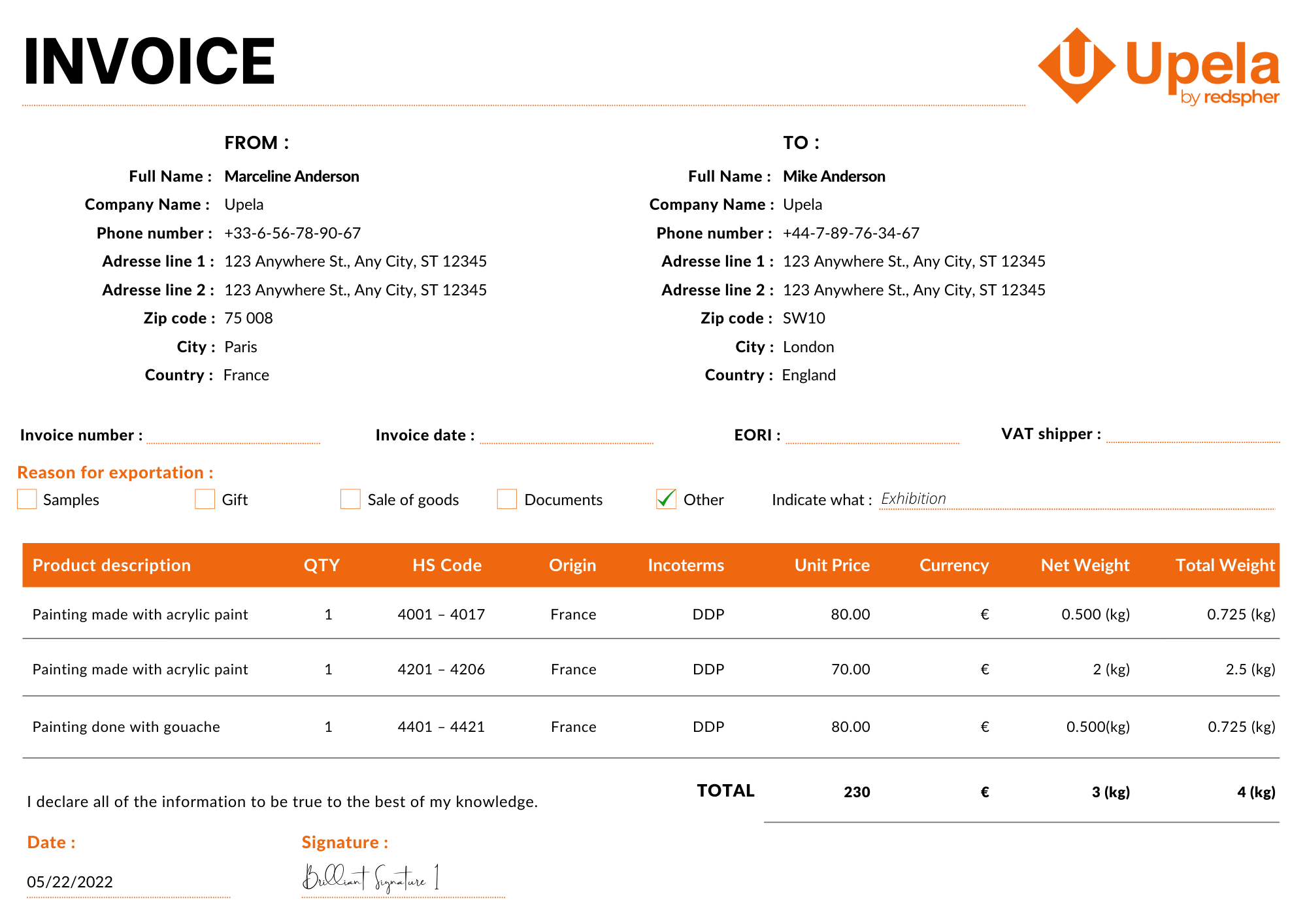 commercial invoice