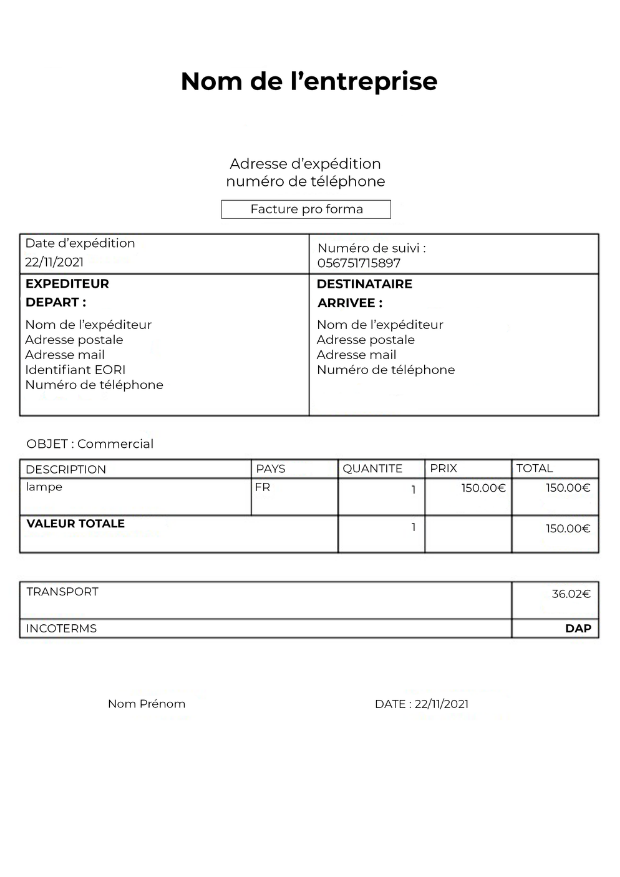 modele facture proforma