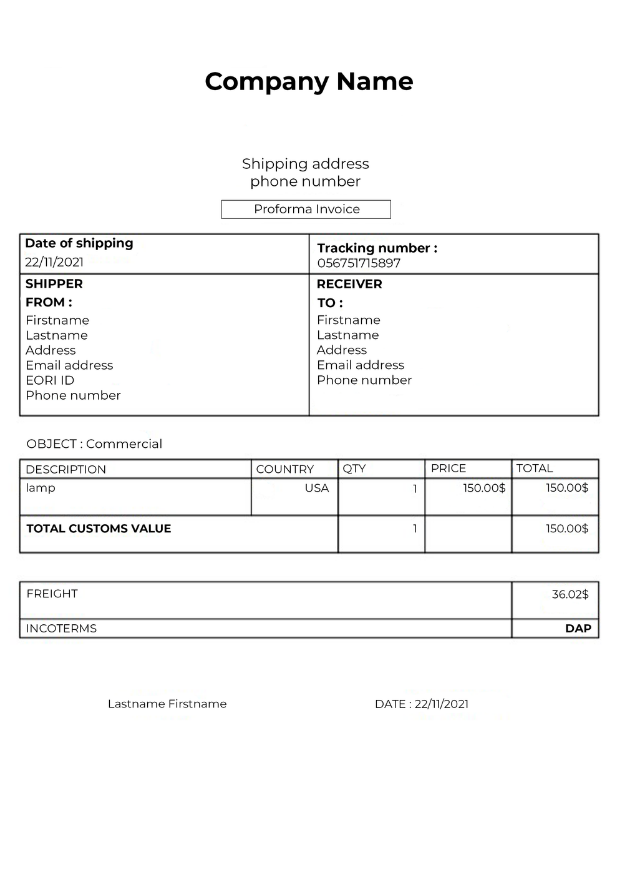 Professional Shipping Invoice Forms 