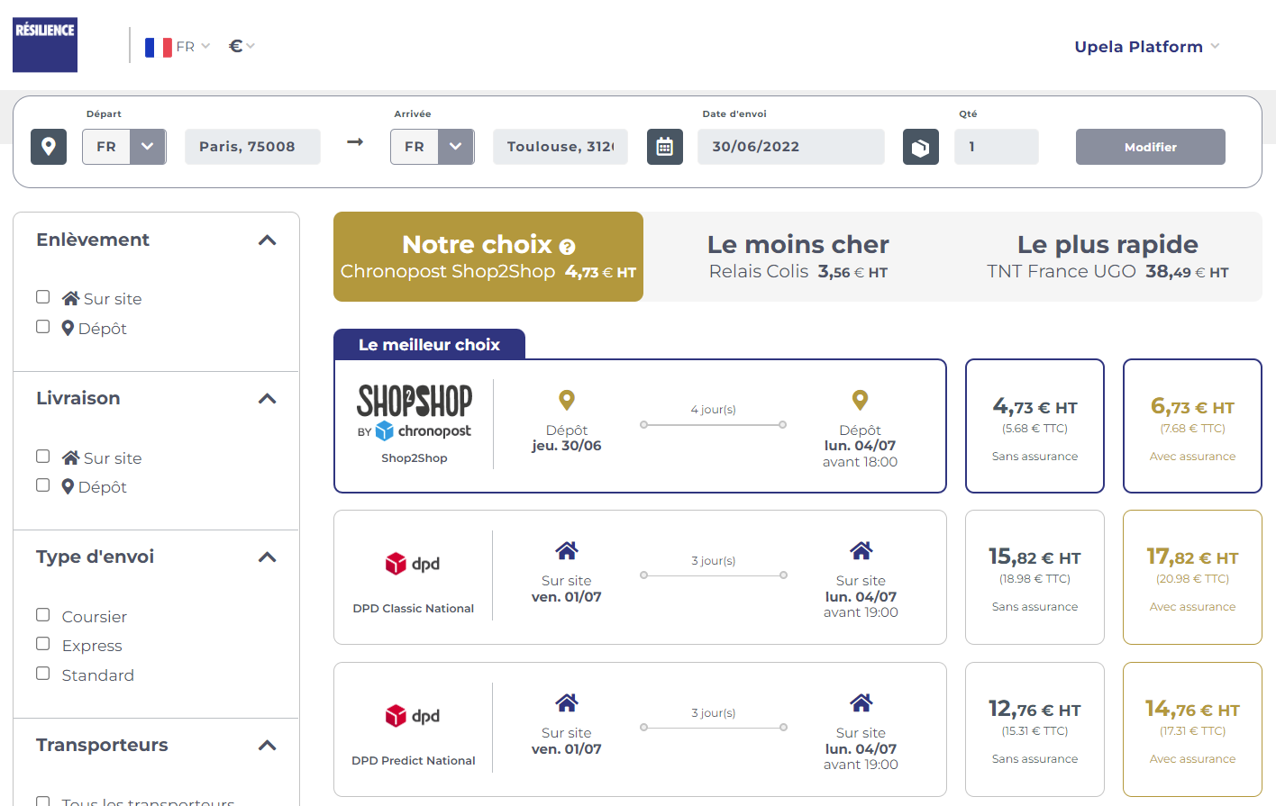 Upela : comparez les offres de transport pour toutes vos expéditions